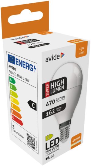 Avide LED Σφαιρική G45 2.9W E14 Λευκό 4000K Super Υψηλής Φωτεινότητας