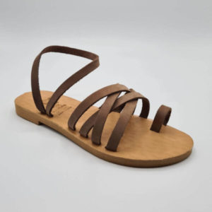Melanes Leather Ankle Strap Flat Sandal