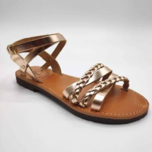 Si Mou Si Leather Crossover Sandal