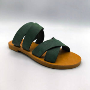 Leather Double Cross Over Strap Sandals