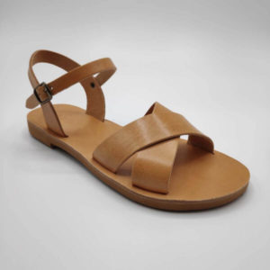Criss Cross Ankle Strap Leather Sandal
