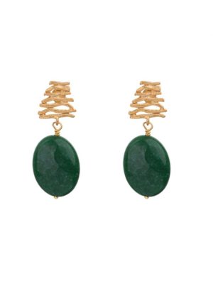 Χειροποίητα σκουλαρίκια από επιχρυσωμένο ασήμι 925 με πέτρες πράσινου αχάτη