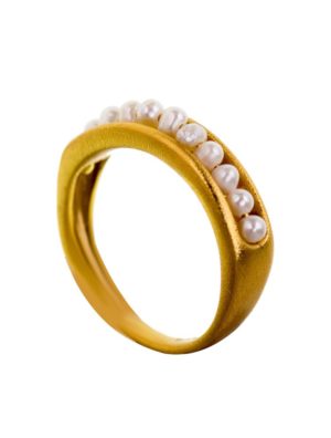 Δαχτυλίδι ασημένιο 925 γυνακείο με επιχρύσωμα 24 καρατίων με μαργαριτάρια