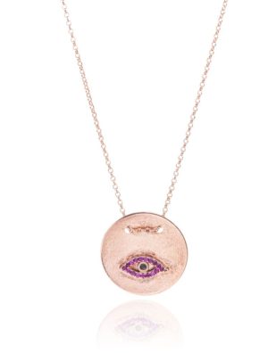 Κολιέ Paraxenies από ρόζ επιχρυσωμένο ασήμι 925 μάτι με πέτρες ζιργκόν