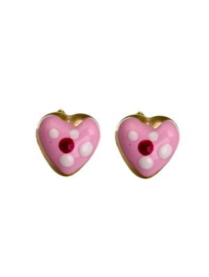Παιδικά σκουλαρίκια Paraxenies από χρυσό 9 καρατίων καρδούλες καρφωτές