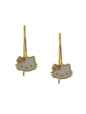 Παιδικά σκουλαρίκια από hello kitty επιχρυσωμένο ασήμι με σμάλτο