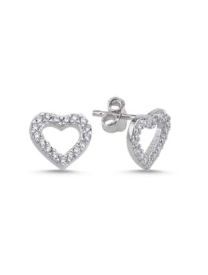 Σκουλαρίκια γυναικεία Paraxenies από ασήμι 925 καρδιές με πέτρες ζιργκόν SL075