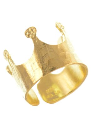 Χειροποίητο δαχτυλίδι σεβαλιέ κορώνα από επιχρυσωμένο ασήμι 925