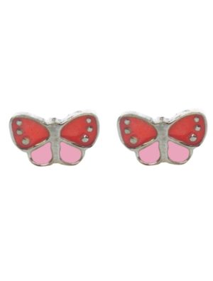 Παιδικό ζευγάρι σκουλαρίκια καρφωτό από επιχρυσωμένο ασήμι 925 με πεταλούδες