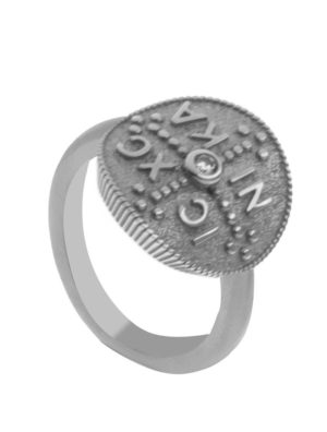 Δαχτυλίδι από ασήμι με κωνσταντινάτο με πέτρα ζιργκόν