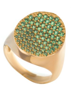 Μοντέρνο δαχτυλίδι συλλογή Colour Callisto από επιχρυσωμένο ασήμι με πέτρες ζιργκόν σε πράσινο χρώμα