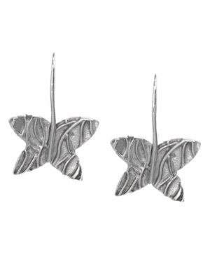 Σκουλαρίκια χειροποίητα κρεμαστά από ασήμι με πεταλούδες