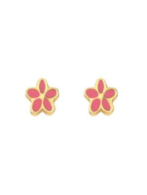Παιδικά σκουλαρίκια λουλουδάκια από επιχρυσωμένο ασήμι και σμάλτο