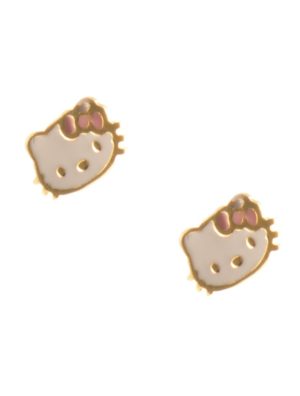Παιδικά σκουλαρίκια hello kitty από επιχρυσωμένο ασήμι