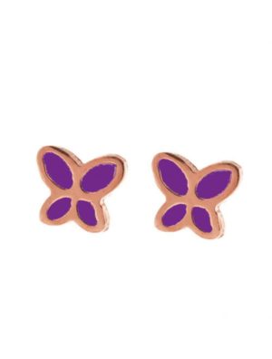 Παιδικά σκουλαρίκια από ρόζ επιχρυσωμένο ασήμι πεταλούδες