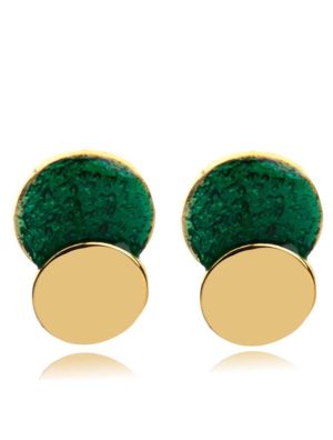 Χειροποίητα γυναικεία σκουλαρίκια από επιχρυσωμένο ασήμι 925 με πράσινο σμάλτο