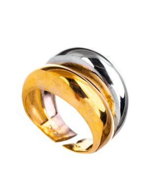 Δαχτυλίδι χειροποίητο λουστράτο Paraxenies από επιχρυσωμένο δίχρωμο ασήμι 925 IT040
