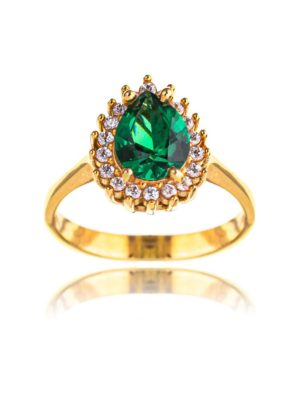 Ροζέτα δαχτυλίδι Paraxenies με πέτρες ζιργκόν λευκές και πράσινες σε επιχρυσωμένο ασήμι 925 PAR0068
