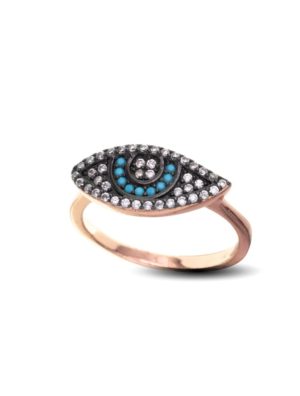 Δαχτυλίδι Paraxenies από ρόζ επιχρυσωμένο ασήμι 925 μάτι με πέτρες ζιργκόν