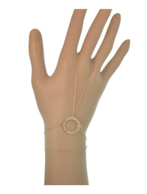 Βραχιόλι δαχτυλίδι κύκλος των ευχών που ενώνεται με αλυσίδα από επιχρυσωμένο ασήμι