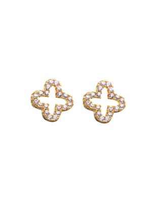 Σκουλαρίκια Paraxenies από επιχρυσωμένο ασήμι 925 σταυροί με πέτρες ζιργκόν