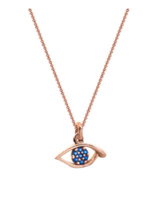 Κολιέ Paraxenies μάτι από ρόζ επιχρυσωμένο ασήμι 925 με πέτρες ζιργκόν