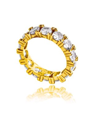 Εντυπωσιακό ολόβερο δαχτυλίδι Paraxenies με πέτρες ζιργκόν καρφωμένες σε επιχρυσωμένο ασήμι 925 PAR0002