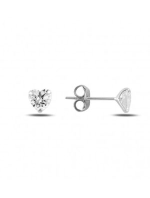 Σκουλαρίκια γυναικεία Paraxenies από ασήμι 925 με πέτρες ζιργκόν στο σχήμα καρδιάς SL083