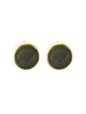 Σκουλαρίκια από επιχρυσωμένο ασήμι με πέτρα smoky quartz