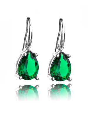 Εντυπωσιακά σκουλαρίκια Paraxenies με πράσινες πέτρες ζιργκόν σε ασήμι 925 PAR0056