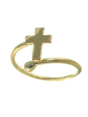Χειροποίητο δαχτυλίδι σταυρός από επιχρυσωμένο ασήμι