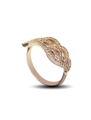 Δαχτυλίδι Paraxenies από επιχρυσωμένο ασήμι 925 φτερό με πέτρες ζιργκόν