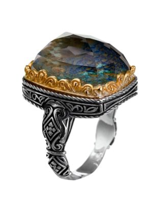 Εντυπωσιακό δαχτυλίδι από ασήμι 925 με πέτρα αζουρίτη
