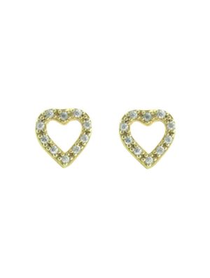 Σκουλαρίκια με καρδιά από επιχρυσωμένο ασήμι με πέτρες ζιργκόν