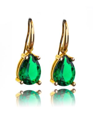 Εντυπωσιακά σκουλαρίκια Paraxenies με πράσινες πέτρες ζιργκόν σε επιχρυσωμένο ασήμι 925 PAR0055