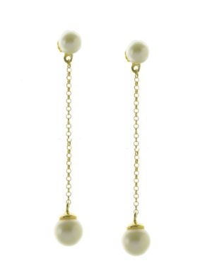 Εντυπωσιακό μοντέρνο ζευγάρι σκουλαρίκια από επιχρυσωμένο ασήμι με πέρλες