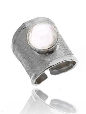 Δαχτυλίδι μοντέρνο από ασήμι 925 με πέτρα αχάτη