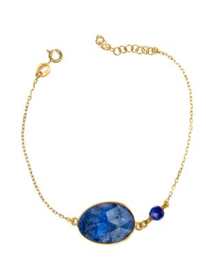 Βραχιόλι από επιχρυσωμένο ασήμι 925 με πέτρα lapis lazuli