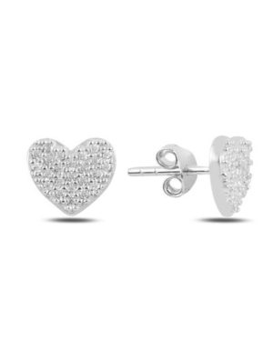Σκουλαρίκια γυναικεία Paraxenies από ασήμι 925 καρδιές με πέτρες ζιργκόν SL101