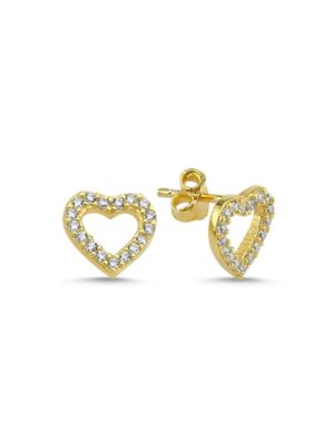 Σκουλαρίκια γυναικεία Paraxenies από επιχρυσωμένο ασήμι 925 καρδιές με πέτρες ζιργκόν SL074