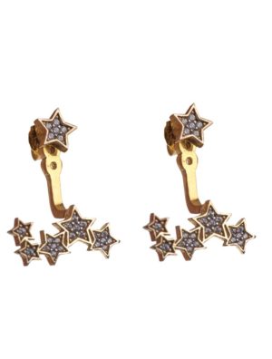 Σκουλαρίκια αστέρια από επιχρυσωμένο ασήμι με πέτρες ζιργκόν