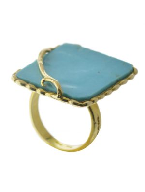 Χειροποίητο δαχτυλίδι από επιχρυσωμένο ασήμι με πέτρα τυρκουάζ
