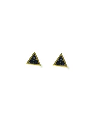 Σκουλαρίκια γυναικεία τρίγωνα από επιχρυσωμένο ασήμι με πέτρες ζιργκόν