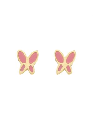 Παιδικά σκουλαρίκια πεταλούδες από επιχρυσωμένο ασήμι και σμάλτο