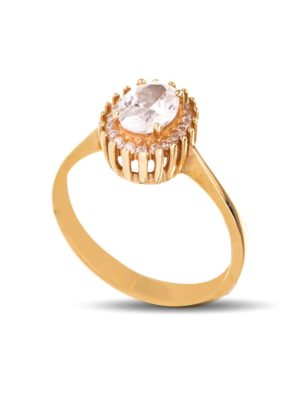 Χρυσό γυναικείο δαχτυλίδι ροζέτα 14 καρατίων Paraxenies με πέτρες ζιργκόν