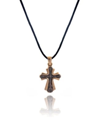 Aνδρικός σταυρός από επιχρυσωμένο ασήμι 925 με κορδόνι