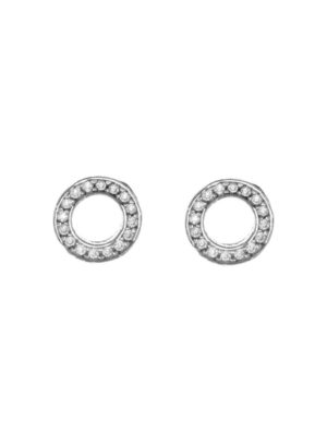 Σκουλαρίκια γυναικεία κύκλοι από ασήμι με πέτρες ζιργκόν