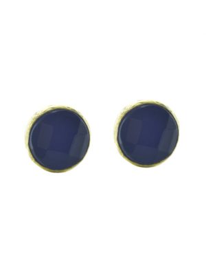 Σκουλαρίκια από επιχρυσωμένο ασήμι με πέτρα blue jade