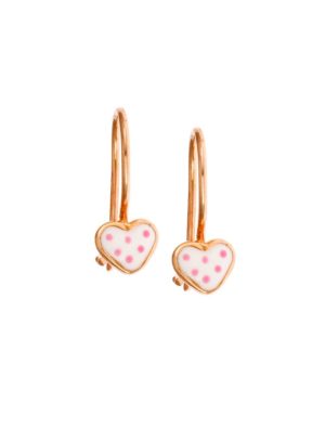 Παιδικό ζευγάρι σκουλαρίκια καρδιές από ρόζ επιχρυσωμένο ασήμι με σμάλτο