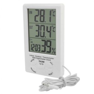 Ψηφιακό Υγρασιόμετρο Θερμόμετρο με Διπλό Αισθητήρα Θερμοκρασίας, Ρολόι και Ξυπνητήρι HTC-TA298